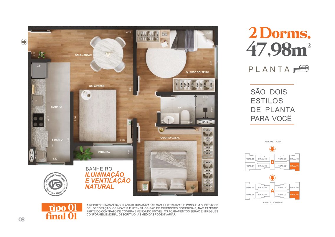 Planta de apartamento apresentada no book